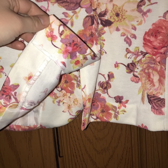 LC Lauren Conrad Cream & Multicolor Autumn Floral Single Button Blazer Jacket - Picture 13 of 15